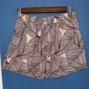 Mahina Beige Black Palm Leaf Print Shorts - Size S